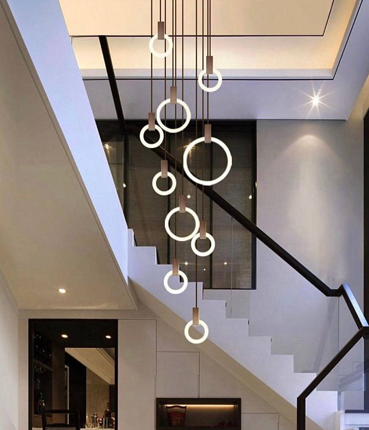 Long Modern Circular Hanging Chandelier