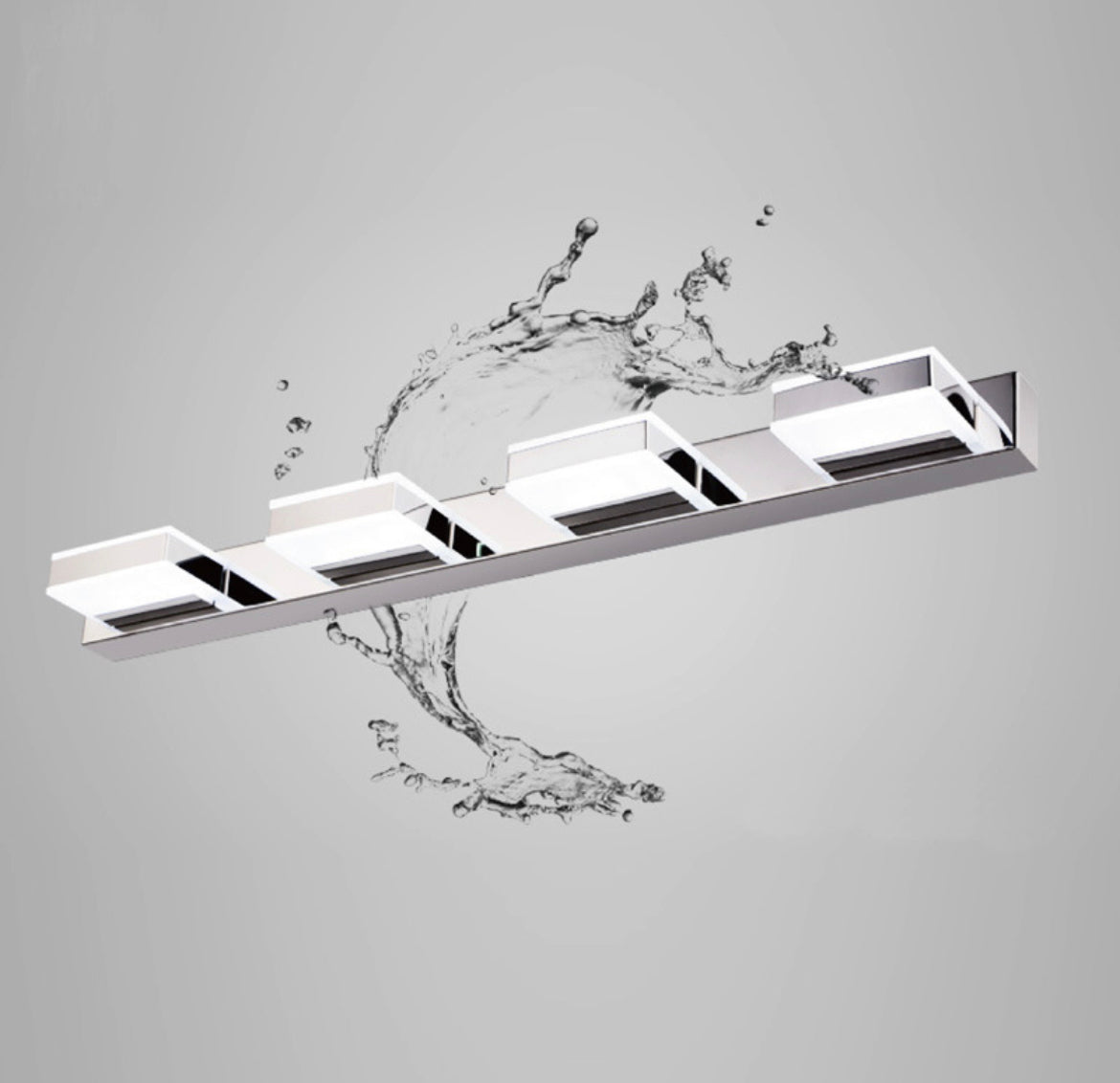 Square Chrome Modern Bathroom Vanity Light